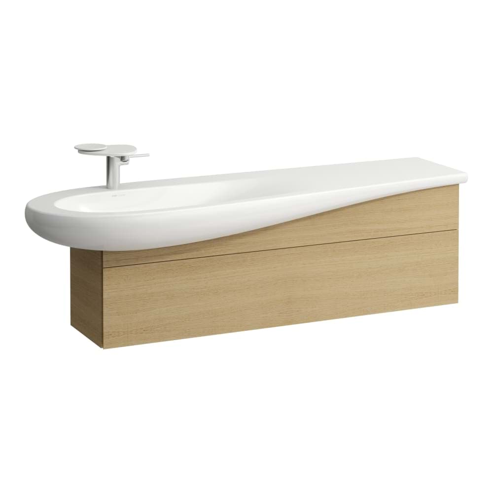 Bild von LAUFEN ILBAGNOALESSI Waschtischunterbau 1600, 1 Schublade, Siphonausschnitt rechts, passend zu Waschtisch H814971 1350 x 320 x 340 mm #H4304510972501 - 250 - Eiche hell