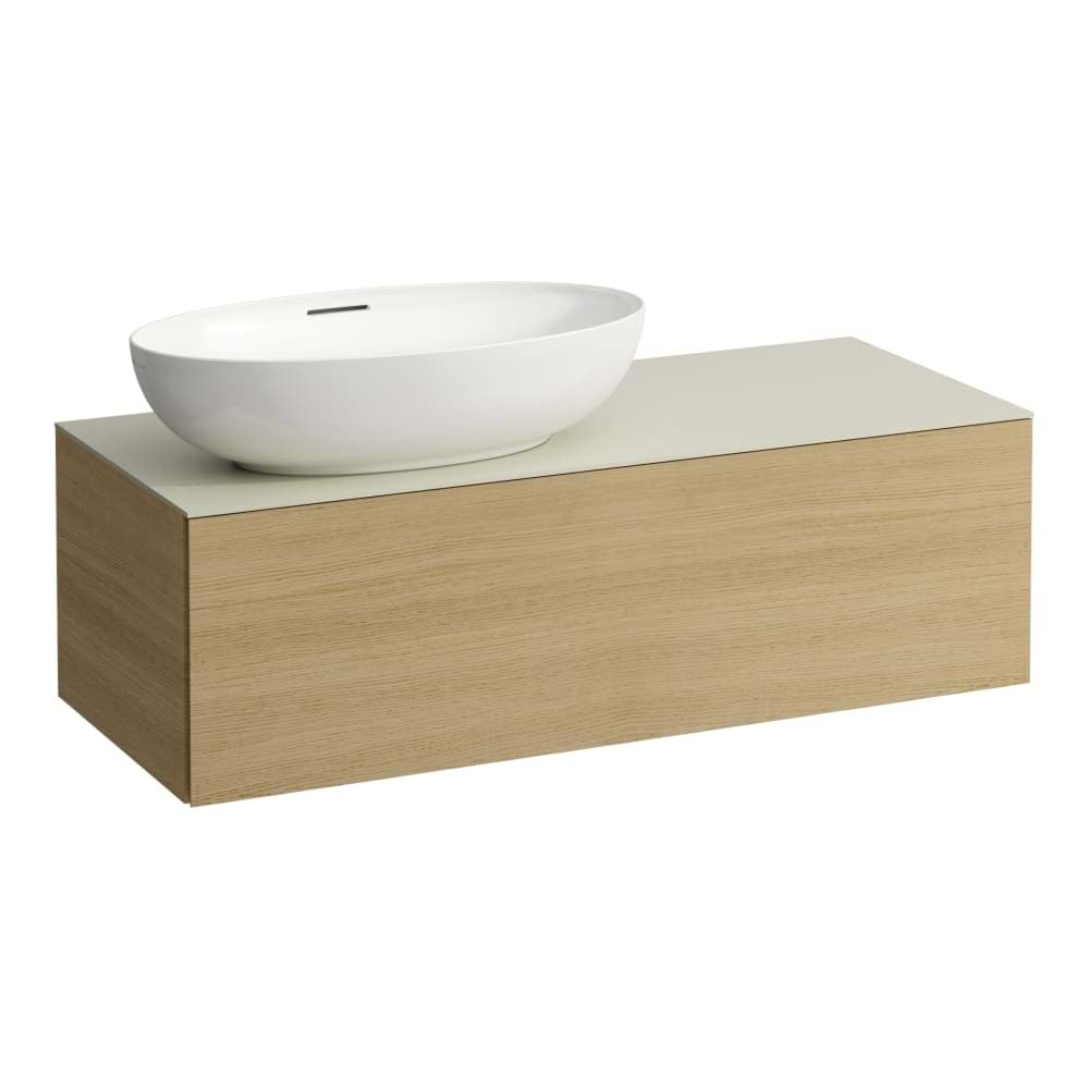 Picture of LAUFEN ILBAGNOALESSI Drawer unit 1200, 1 drawer, cut-out left, Calce Avorio Top incl. drilled tap hole, to match washbasin H818977/8 1200 x 500 x 370 mm #H4313100979991 - 999 - Multicolour (lacquered)