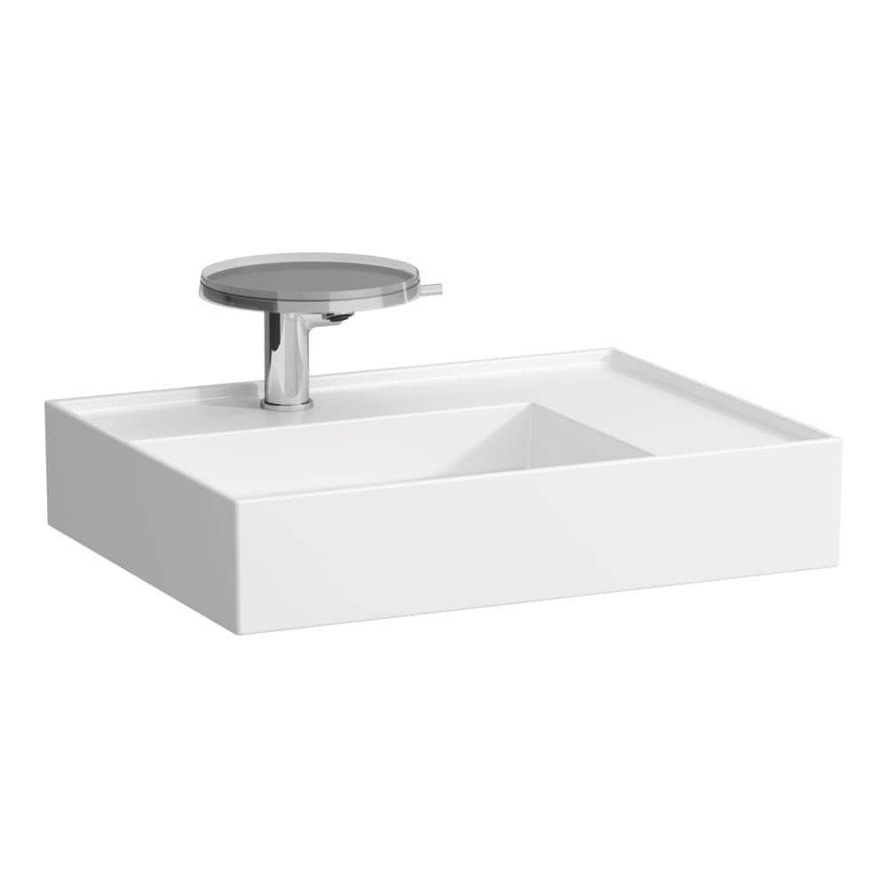 εικόνα του LAUFEN Kartell LAUFEN countertop washbasin, shelf on the right, with concealed drain, polished underside 600 x 460 x 150 mm #H8183347571581