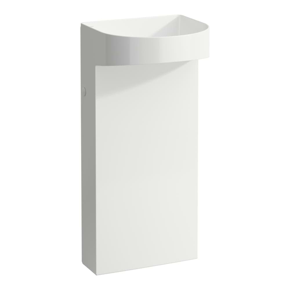Зображення з  LAUFEN SONAR Washbasin with integrated pedestal, without tap bank, with wall connection, incl. ceramic waste cover 410 x 380 x 900 mm #H8113417571121 - 757 - White Matt