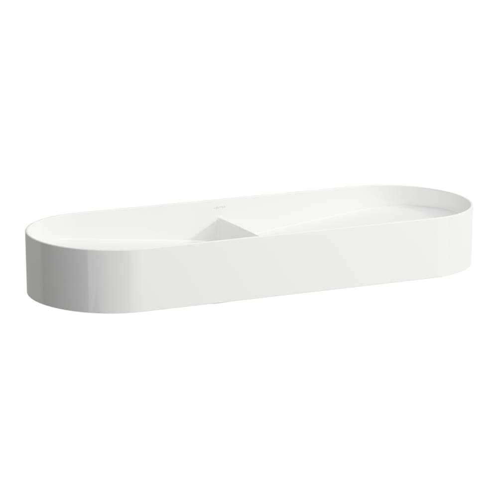 LAUFEN SONAR Double bowl washbasin, incl. ceramic waste cover 1000 x 370 x 140 mm #H8123487571121 - 757 - White Matt resmi