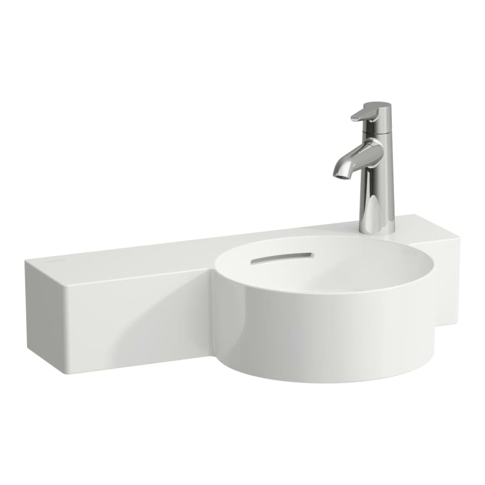 Picture of LAUFEN VAL Small washbasin round, shelf left 550 x 315 x 155 mm H8152840001061