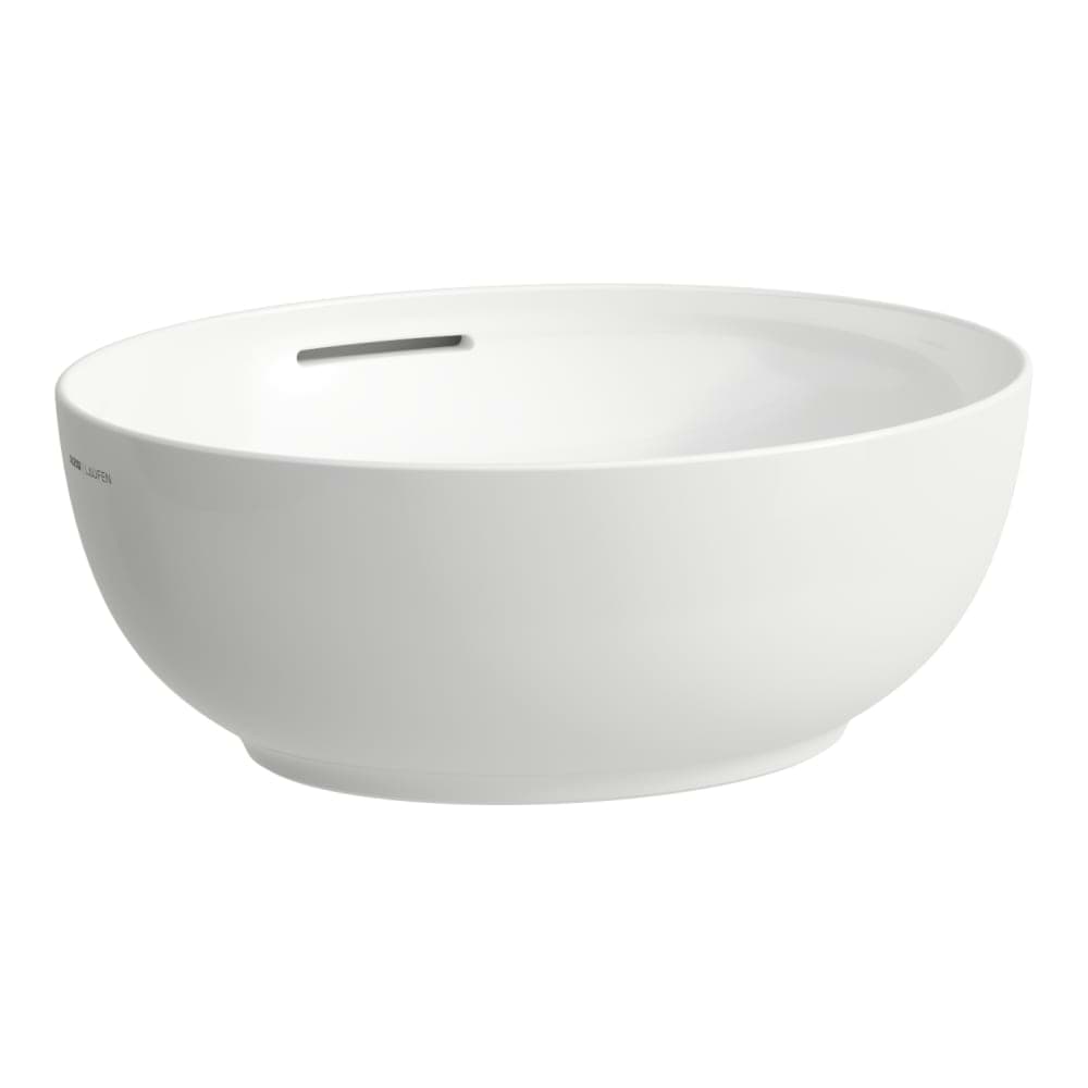 εικόνα του LAUFEN ILBAGNOALESSI Washbasin bowl with overflow channel, oval, incl. waste valve with valve cover ceramic 450 x 400 x 170 mm #H8189767571091 - 757 - White matt