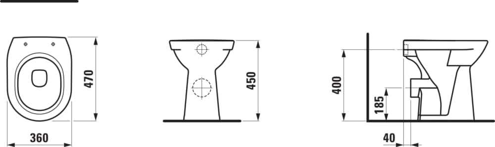 Obrázek LAUFEN PRO stojící klozet "comfort", omyvatelný, se zapuštěným okrajem, horizontální vývod, výška sedátka (včetně sedacího kroužku) 48 cm #H8259550370001 - 037 - Manhattan