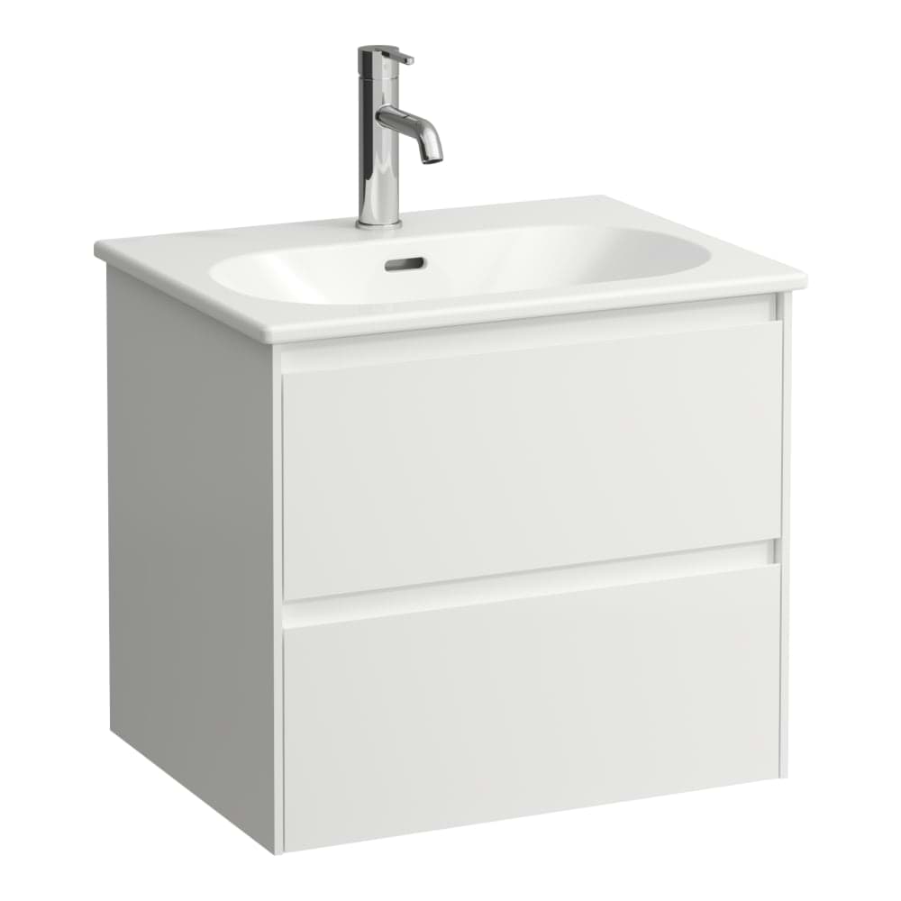 Picture of LAUFEN LUA complete set 600 mm, washbasin "slim" with vanity unit 'Lani' with 2 drawers 600 x 455 x 525 mm #H8600832611041 - 261 - White glossy