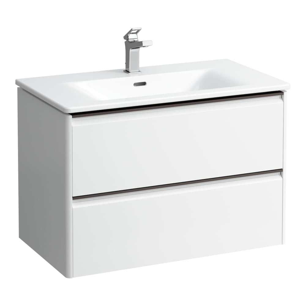 Picture of LAUFEN PALACE Combipack 800 mm, washbasin 'slim' with vanity unit with 2 drawers, incl. drawer organizer, with handle aluminum black 800 x 450 x 545 mm #H8617052661041 - 266 - Traffic Grey
