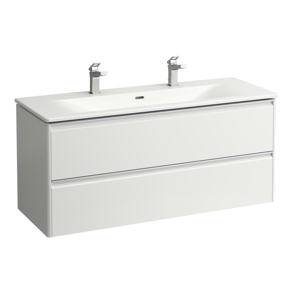 LAUFEN PALACE Palace Set Base 1200 mm, Waschtisch in weiß inkl. Waschtischunterbau mit 2 Schubladen, inkl. Schubladen-Ordnungssystem, mit Griff Aluminium eloxiert 1200 x 450 x 545 mm #H8607092621071