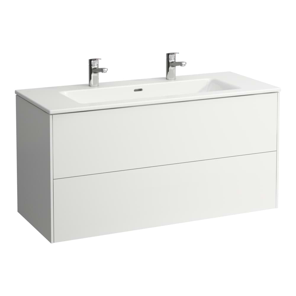 LAUFEN Komplettset 1200 mm, Waschtisch "slim" mit Waschtischunterbau 'Base' mit 2 Schubladen, inkl. Schubladen-Ordnungssystem 1200 x 500 x 610 mm #H8649639991071 - 260 - Weiß matt
