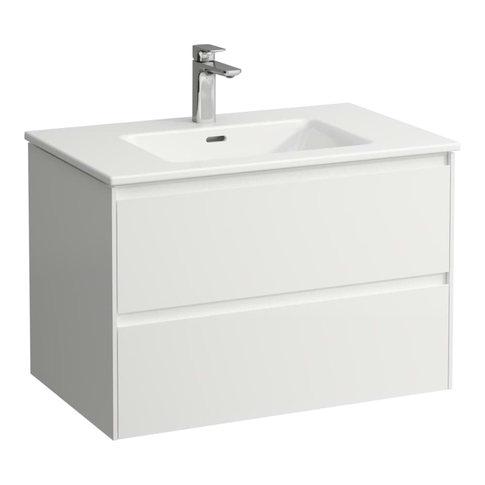 LAUFEN Komplettset 800: Pro "slim" Waschtisch H817965 weiß, 1 Hahnloch + Lani Waschtischunterbau H404052, 2 Schubladen 800 x 500 x 535 mm #H8649652601041 - 260 - Weiß matt