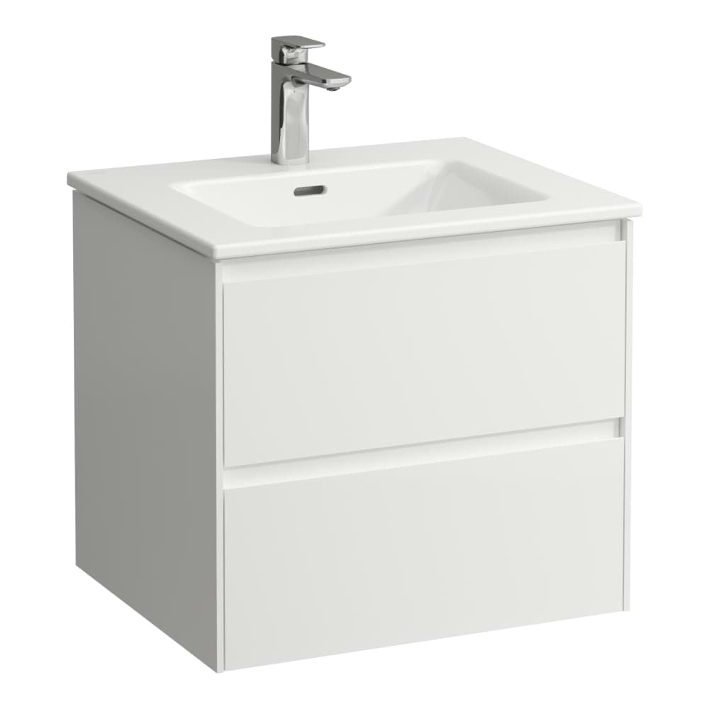 εικόνα του LAUFEN PRO S complete set 600: Pro "slim" washbasin H817963 white, 1 tap hole + Lani vanity unit H404042, 2 drawers 600 x 500 x 535 mm #H8649649901041 - 990 - Special colour