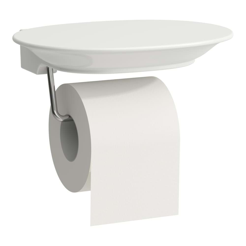 LAUFEN THE NEW CLASSIC Ceramic toilet roll holder, white ceramics, chrom plated metal part 220 x 170 x 46 mm #H8738537570001 - 757 - White Matt resmi