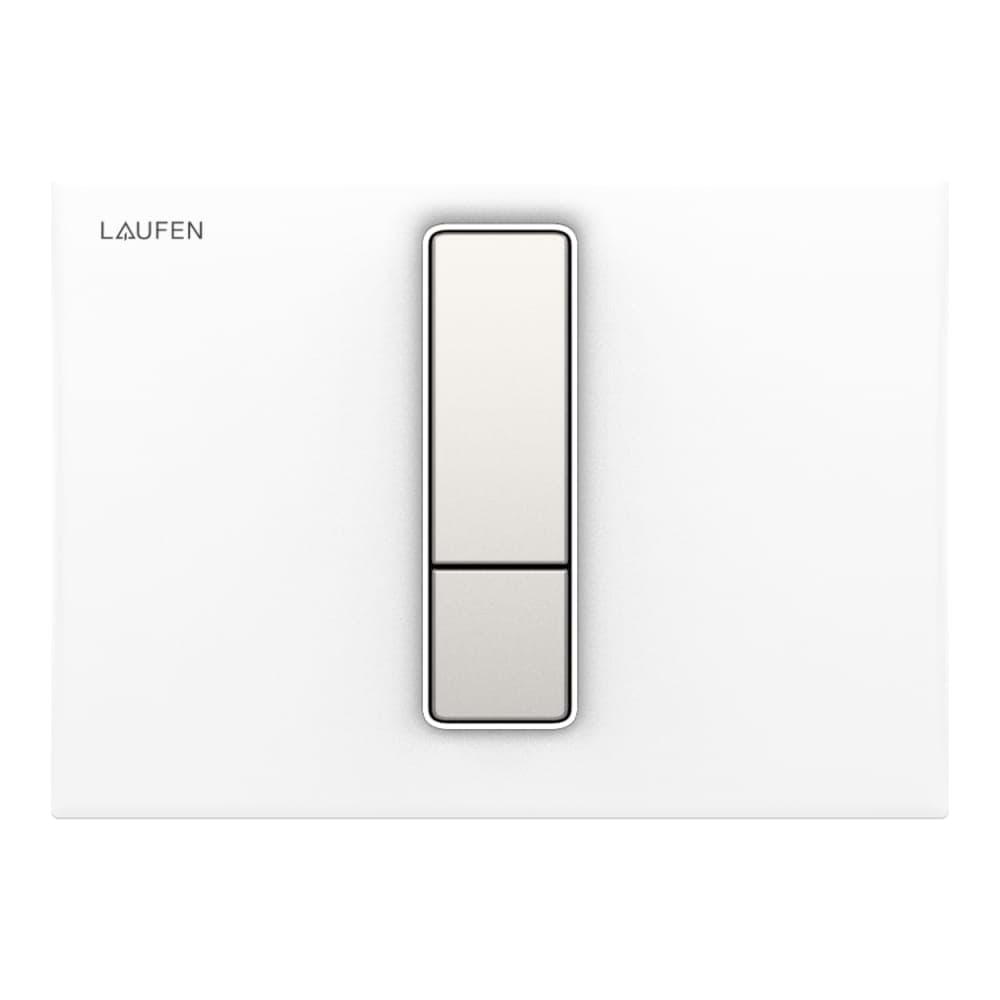 LAUFEN INEO Betätigungsplatte Dual Flush LIS AW104, Duroplast mit Tasten chrom matt, mit chromhinterlegter Sicke 10 x 202 x 145 mm #H9001041920001 - 192 - Kunststoff weiss mit Tasten chrom matt
