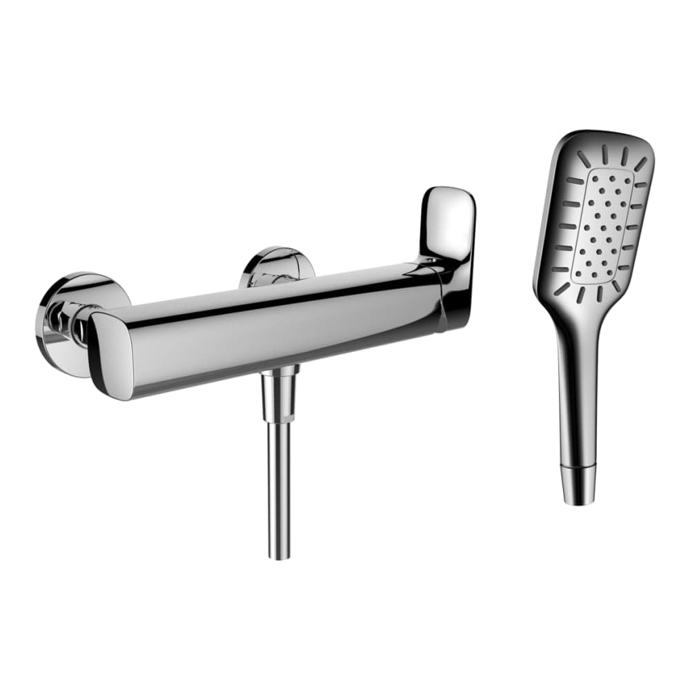 LAUFEN CITYPLUS Cityplus, Duschenmischer, Anschlussmaß 150 mm, komplett mit Verschraubungen, Kunststoffschlauch und Hand Brause, Chrom #HF905350100600