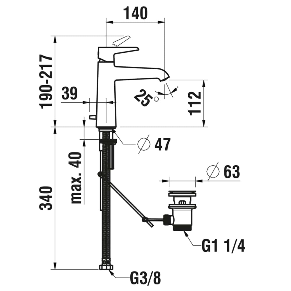 εικόνα του LAUFEN PURE single-lever basin mixer Eco+, projection 140 mm, fixed spout, Eco+ function #HF901703423000