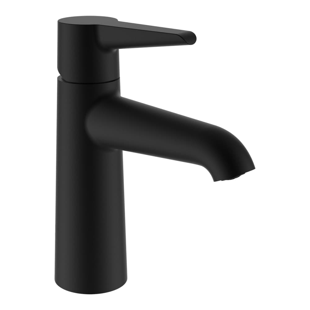 Picture of LAUFEN PURE single-lever basin mixer, Eco+, 110 mm projection, fixed spout, without waste valve, PVD titanium black matt #HF901702428000