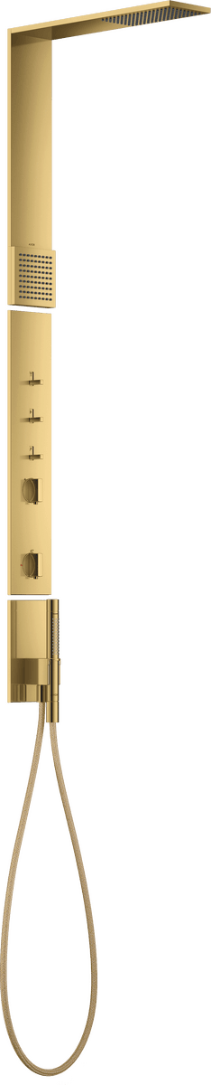 HANSGROHE AXOR ShowerComposition Duschpaneel mit Thermostat, Kopfbrause 110/220 1jet und Schulterbrause #12595990 - Polished Gold Optic