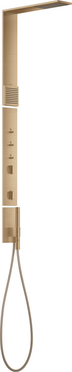 HANSGROHE AXOR ShowerComposition Duschpaneel mit Thermostat, Kopfbrause 110/220 1jet und Schulterbrause #12595140 - Brushed Bronze