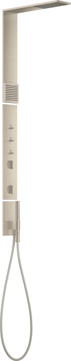 HANSGROHE AXOR ShowerComposition Duschpaneel mit Thermostat, Kopfbrause 110/220 1jet und Schulterbrause #12595820 - Brushed Nickel