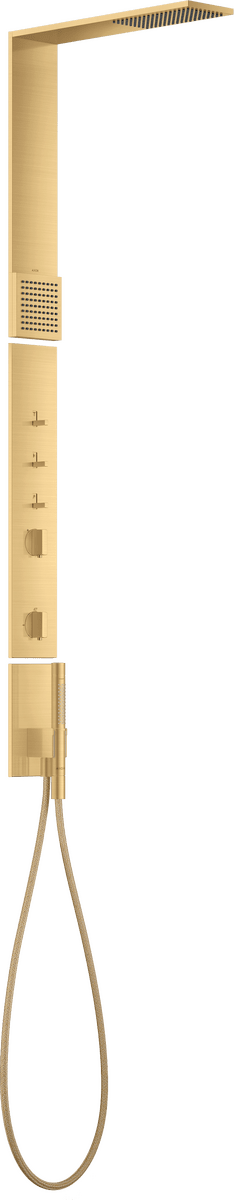 HANSGROHE AXOR ShowerComposition Duschpaneel mit Thermostat, Kopfbrause 110/220 1jet und Schulterbrause #12595250 - Brushed Gold Optic
