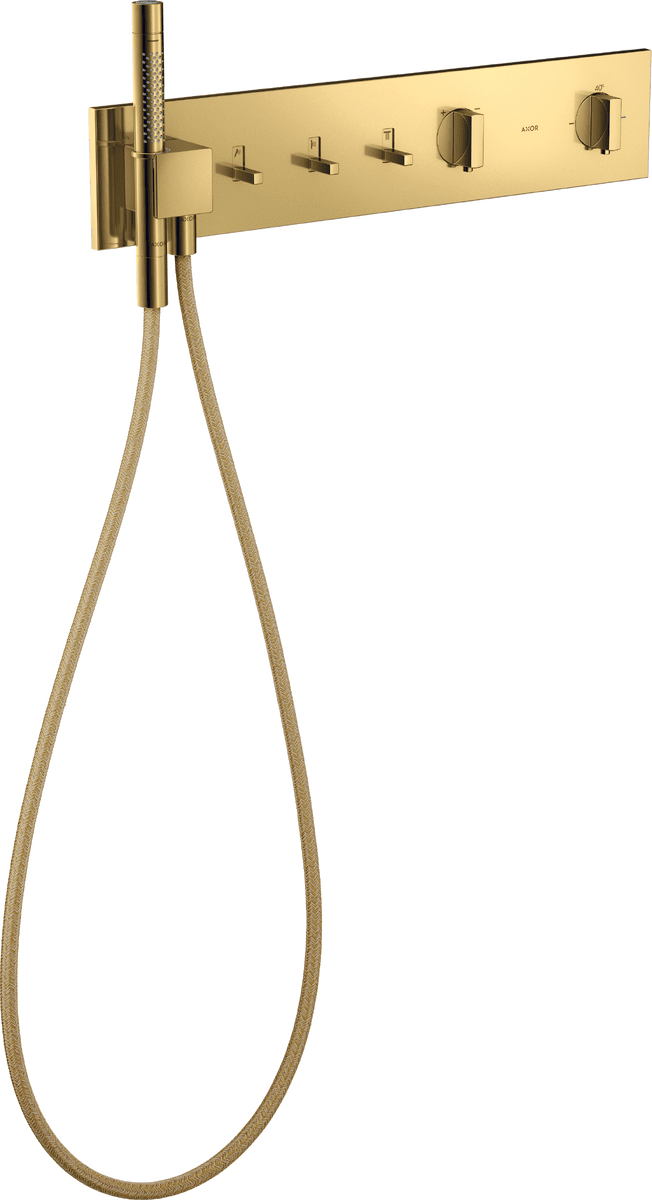 HANSGROHE AXOR ShowerComposition Thermostatmodul 540/110 Unterputz für 3 Verbraucher #12572990 - Polished Gold Optic