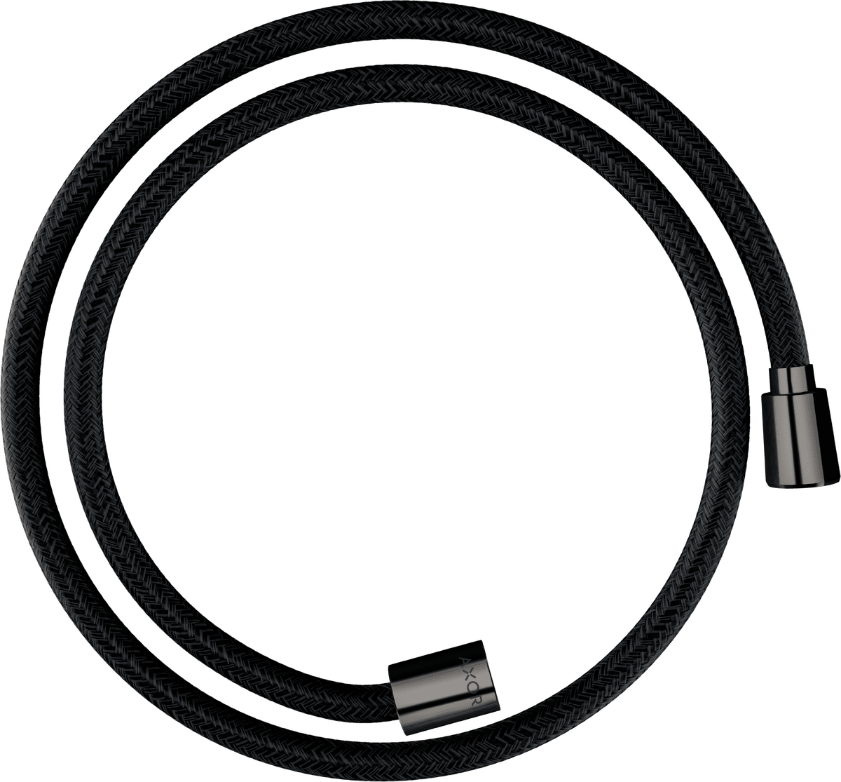 HANSGROHE AXOR ShowerSolutions Textilbrauseschlauch 1,25 m mit konischer und zylindrischer Mutter #28227330 - Polished Black Chrome