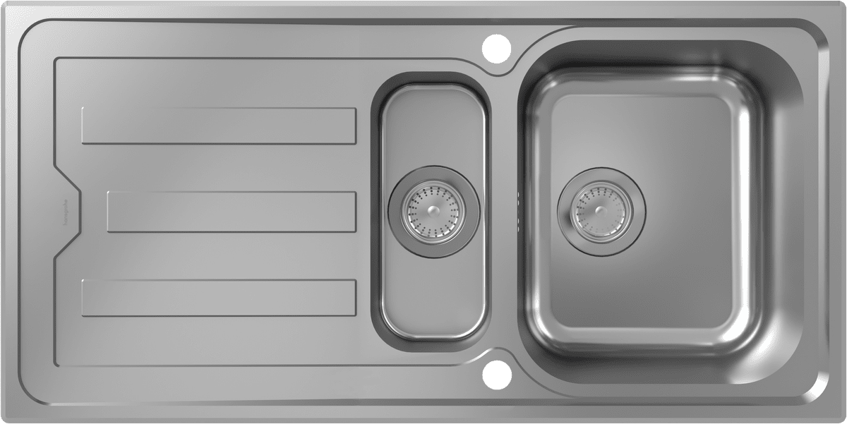HANSGROHE S44 S440-A517 100 Einbauspüle 342/145 mit Abtropffläche und automatischer Ablaufgarnitur #43366800 - Edelstahl