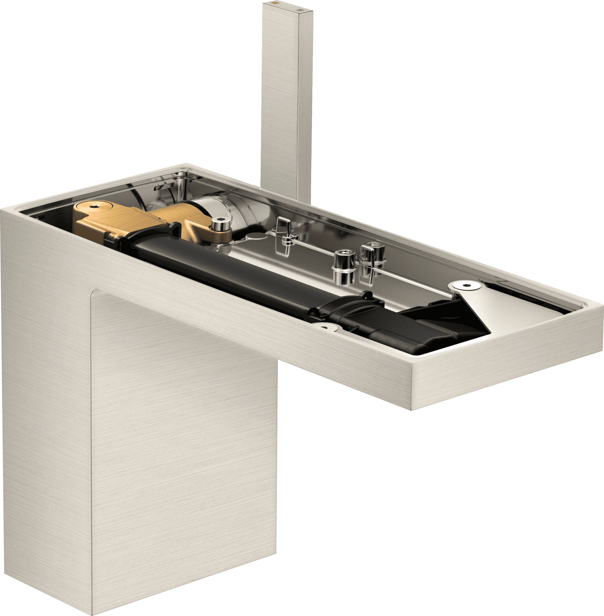 HANSGROHE AXOR MyEdition Einhebel-Waschtischmischer 110 mit Push-Open Ablaufgarnitur ohne Platte #47032800 - Edelstahl Optic