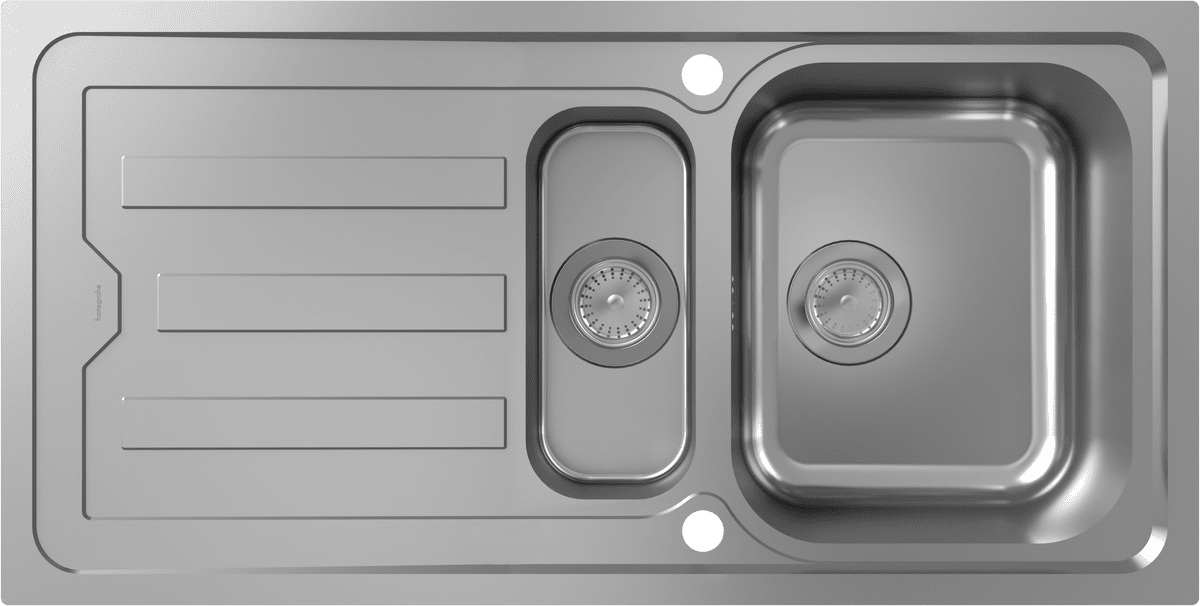 HANSGROHE S44 S440-F517 100 Einbauspüle 342/145 mit Abtropffläche und automatischer Ablaufgarnitur #43370800 - Edelstahl