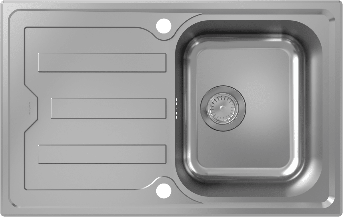 HANSGROHE S44 S440-A342 79 Einbauspüle 342 mit Abtropffläche kurz und automatischer Ablaufgarnitur #43364800 - Edelstahl