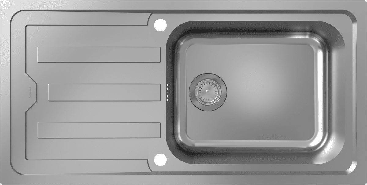 HANSGROHE S44 S440-F500 100 Einbauspüle 500 mit Abtropffläche und automatischer Ablaufgarnitur #43371800 - Edelstahl