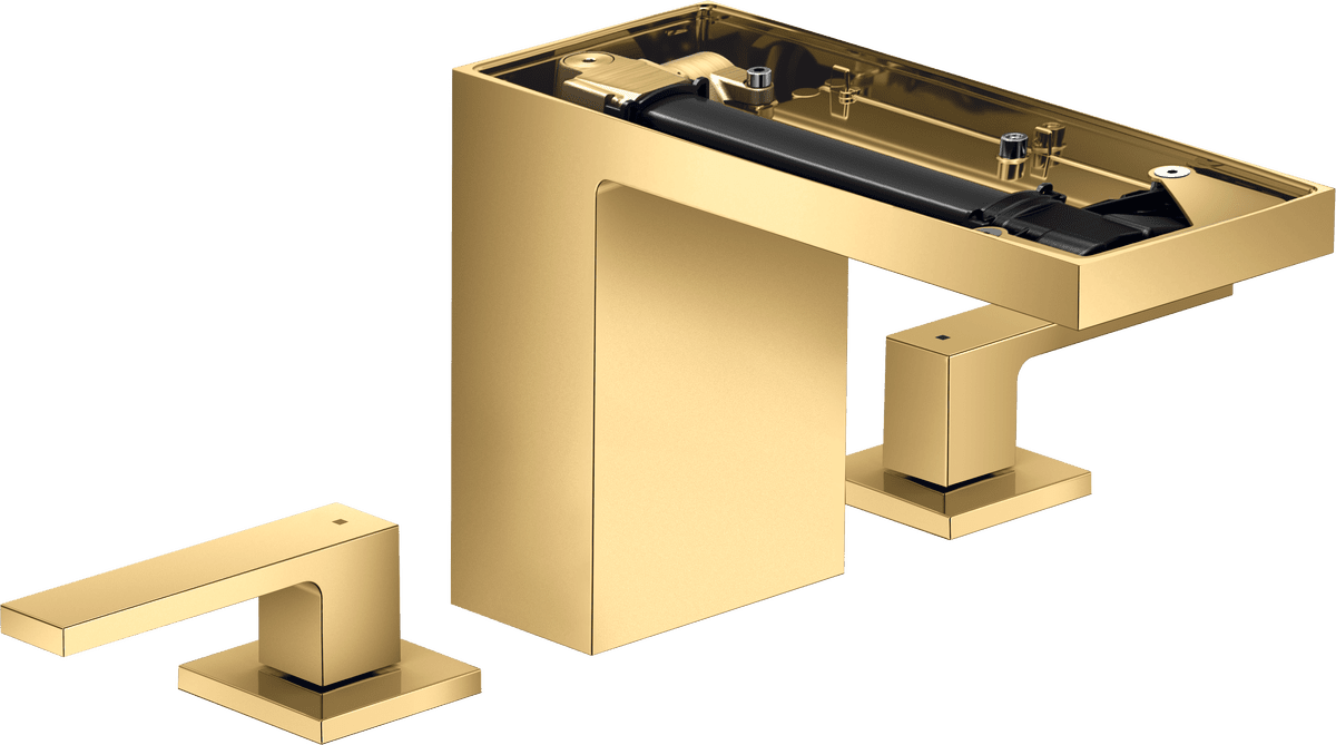 Obrázek HANSGROHE AXOR MyEdition 3-otvorová umyvadlová baterie 110 s výsuvným odpadem bez desky #47072990 - Polished Gold Optic