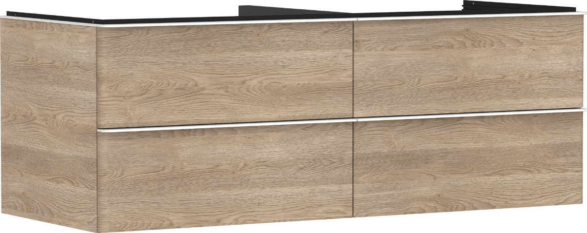 HANSGROHE Xelu Q Waschtischunterschrank Eiche Natur 1360/550 mit 4 Schubkästen für Konsole #54088700 - Eiche Natur