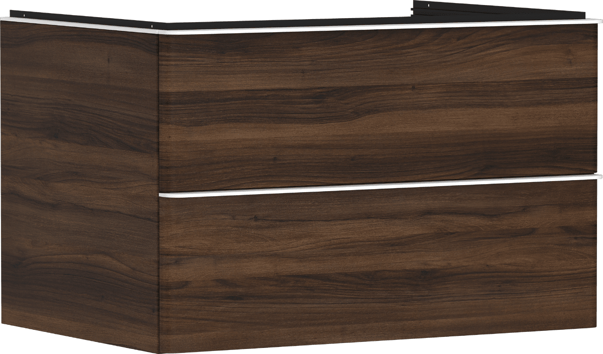 HANSGROHE Xelu Q Waschtischunterschrank Nussbaum Dunkel 780/550 mit 2 Schubkästen für Konsole mit Ausschnitt mittig #54077700 - Nussbaum Dunkel
