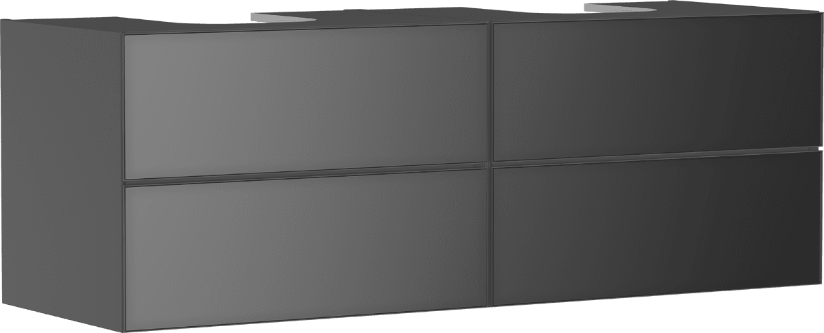 HANSGROHE Xevolos E Waschtischunterschrank Schiefergrau Matt 1570/550 mit 4 Schubkästen für Konsole mit 2 Ausschnitten #54201770 - Schiefergrau Matt