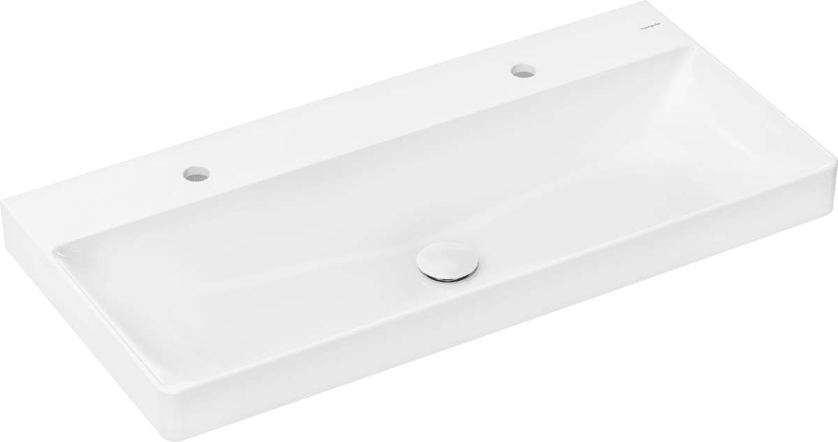 Bild von HANSGROHE Xelu Q Aufsatzwaschtisch geschliffen 1000/480 mit 2 Hahnlöchern ohne Überlauf, SmartClean #61040450 - Weiß