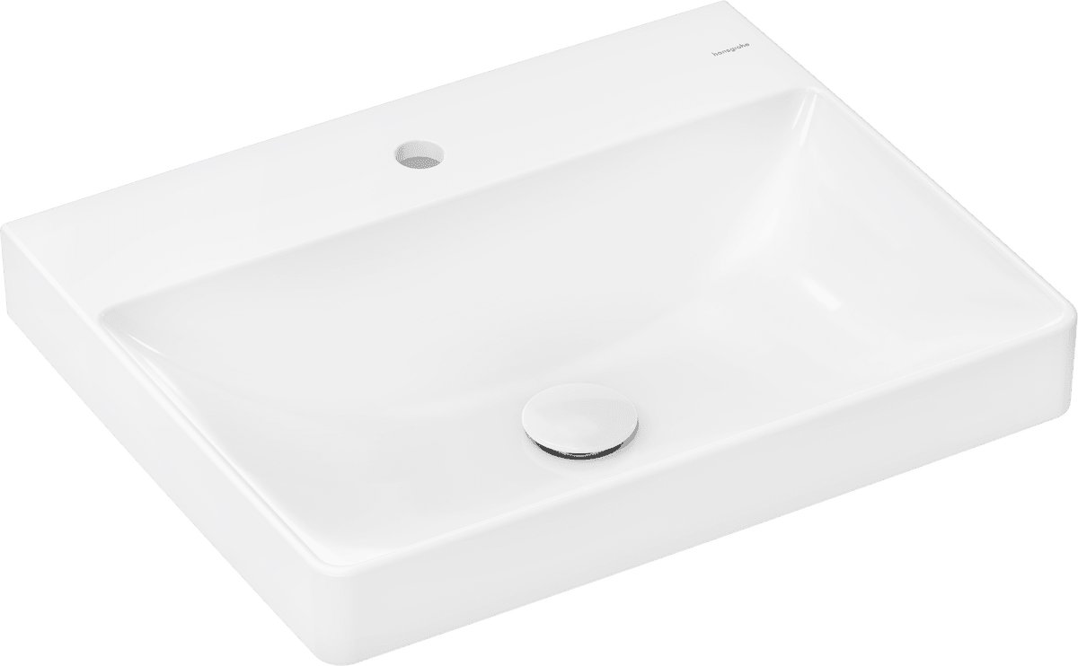 HANSGROHE Xelu Q Aufsatzwaschtisch geschliffen 600/480 mit Hahnloch ohne Überlauf, SmartClean #61018450 - Weiß
