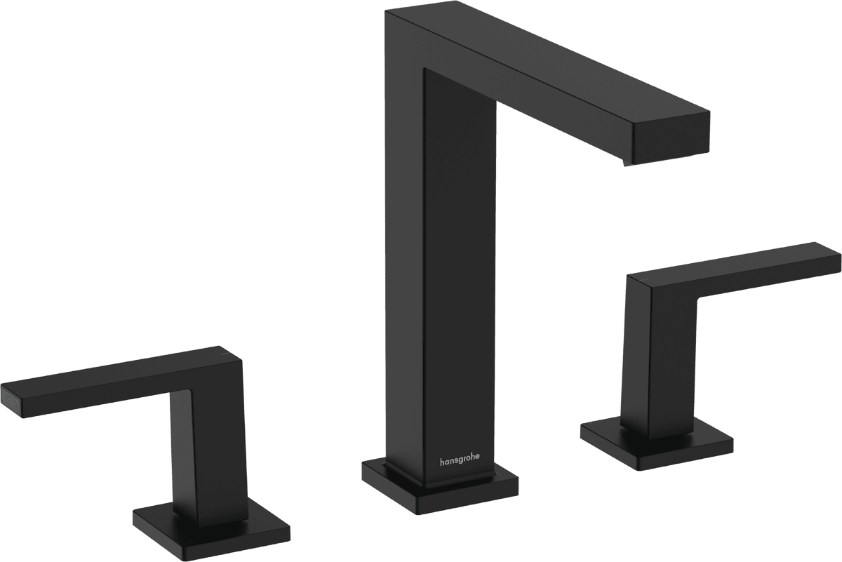 HANSGROHE Tecturis E 3-Loch Waschtischarmatur 150 EcoSmart+ mit Push-Open Ablaufgarnitur #73030670 - Mattschwarz