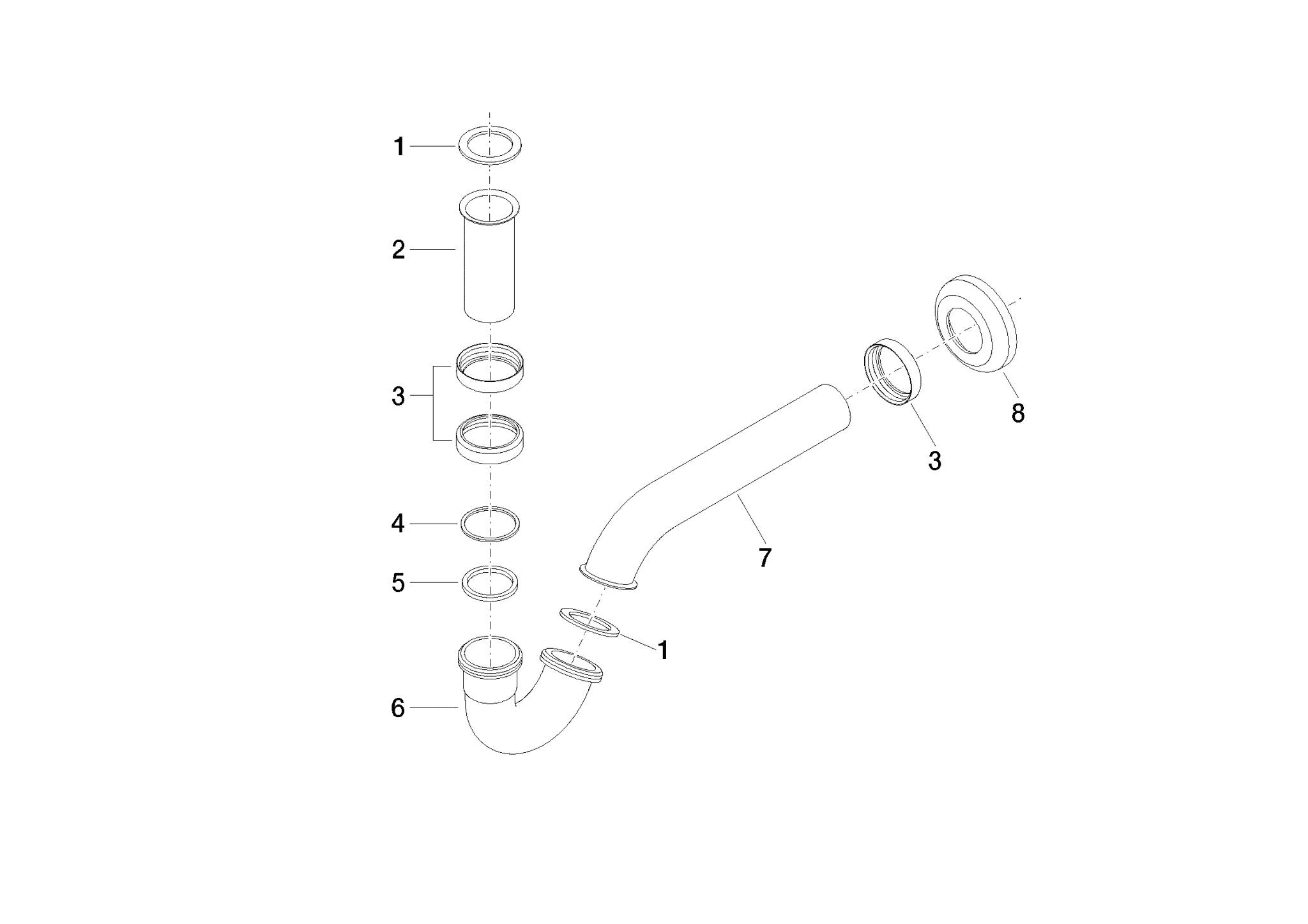 DORNBRACHT Bidet-Röhrengeruchverschluss 1 1/4" - Schwarz matt #10050970-33