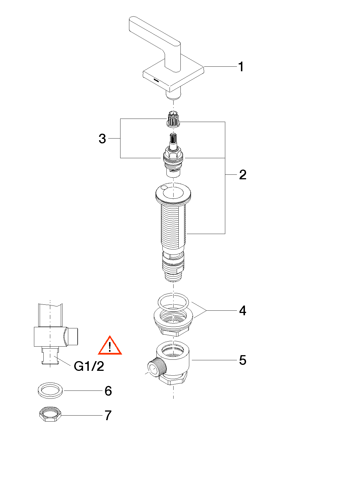 Obrázek DORNBRACHT boční ventil pravý uzavírací, teplá #20004715-00 - chrom