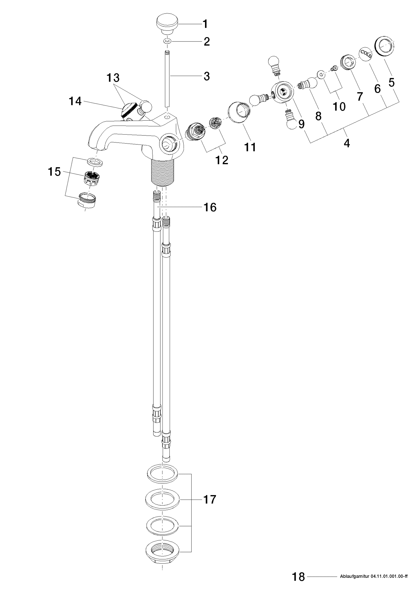 DORNBRACHT MADISON Waschtisch-Einlochbatterie mit Ablaufgarnitur - Platin #22500360-08