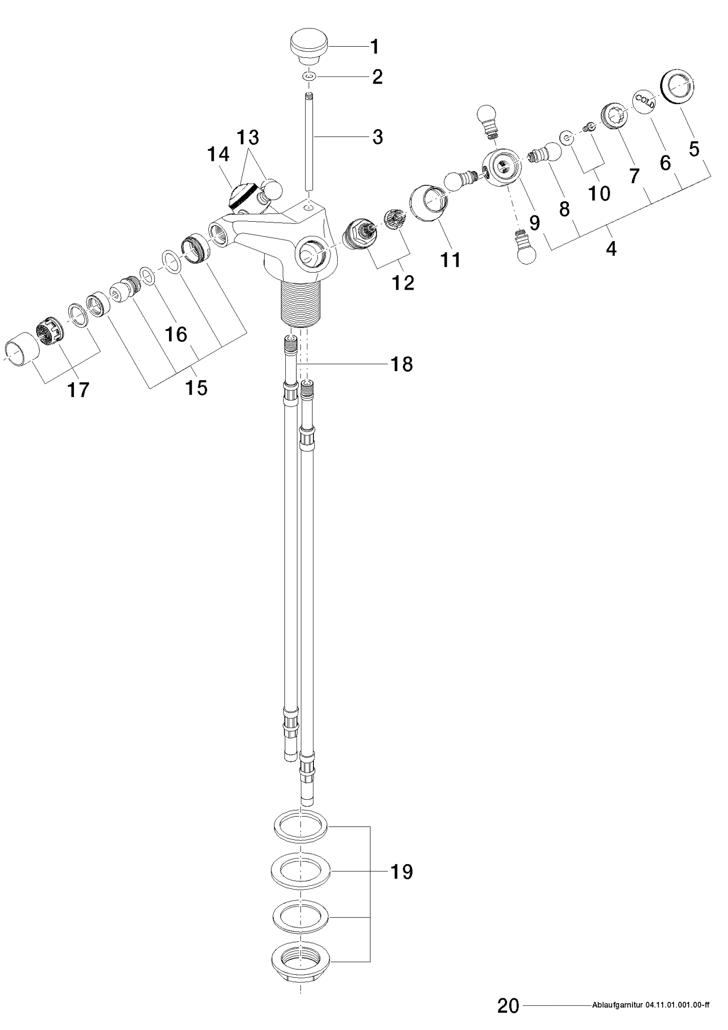 DORNBRACHT MADISON Bidet-Einlochbatterie mit Ablaufgarnitur - Dark Platinum gebürstet #24510360-99