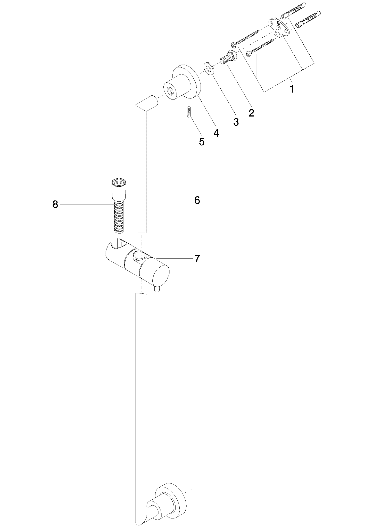 DORNBRACHT TARA Duschgarnitur ohne Handbrause - Platin #26413892-08