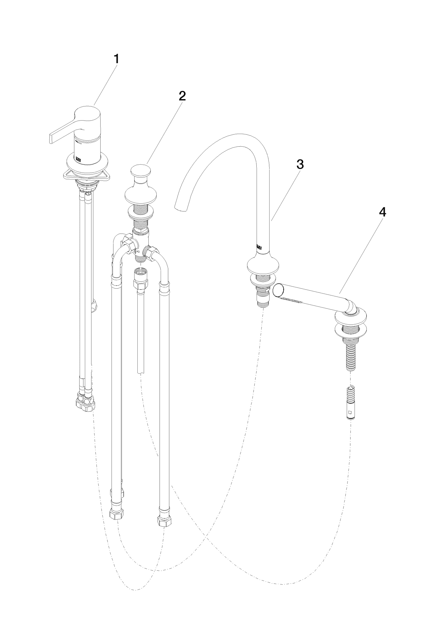 Bild von DORNBRACHT VAIA Wannen-Vierlochbatterie für Wannenrand- bzw. Fliesenrandmontage - Messing gebürstet (23kt Gold) #27632809-28