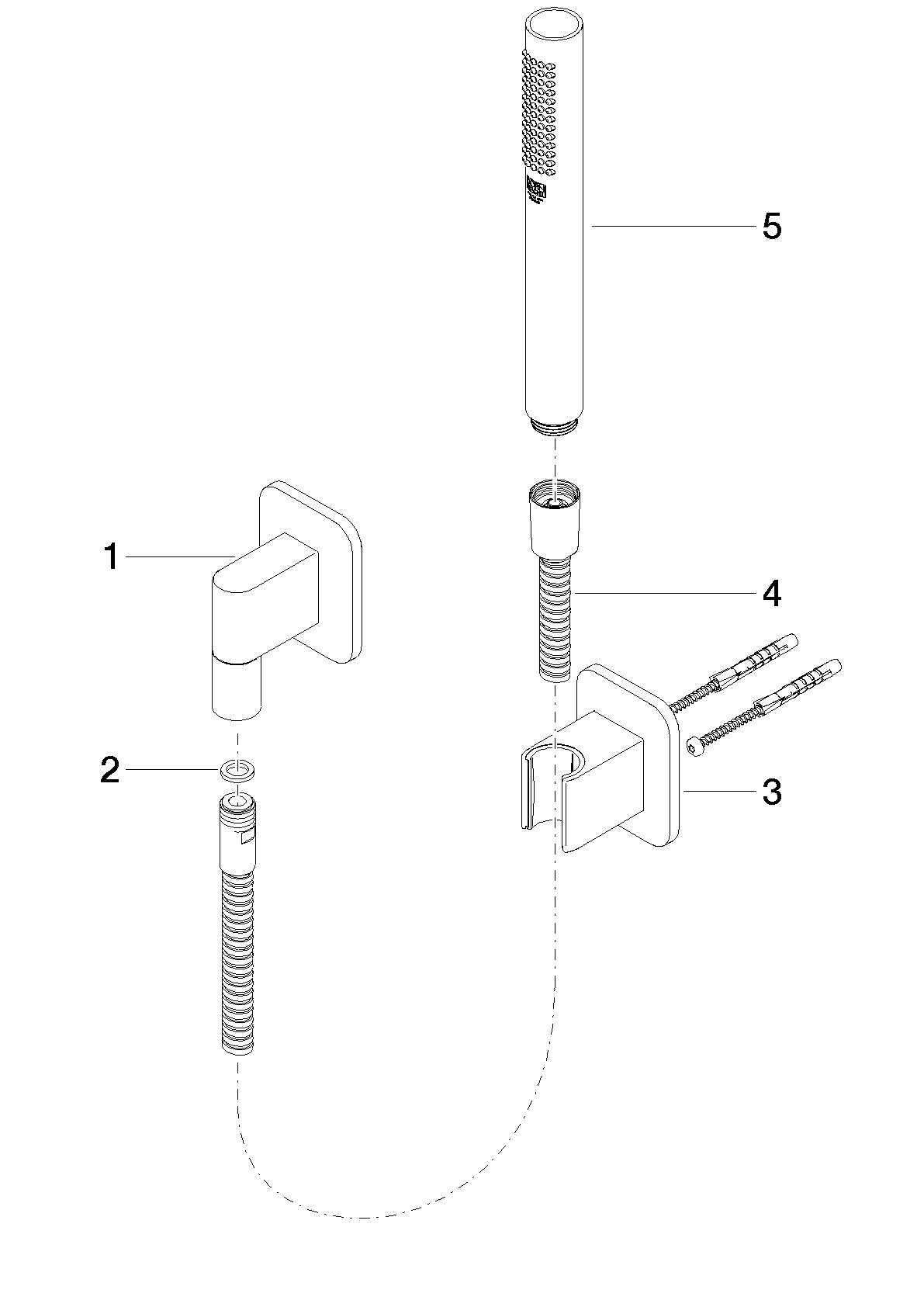 DORNBRACHT LISSÉ Schlauchbrausegarnitur mit Einzelrosetten FlowReduce - Platin gebürstet #27802845-060010