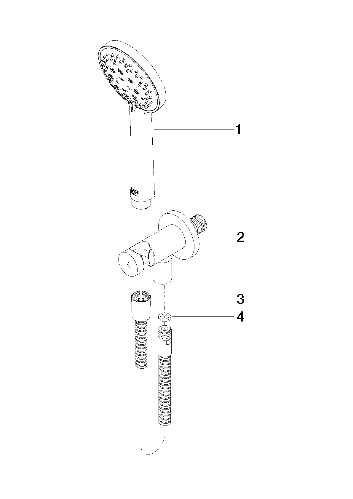 DORNBRACHT Schlauchbrausegarnitur mit integriertem Brausehalter - Schwarz matt #27803660-33