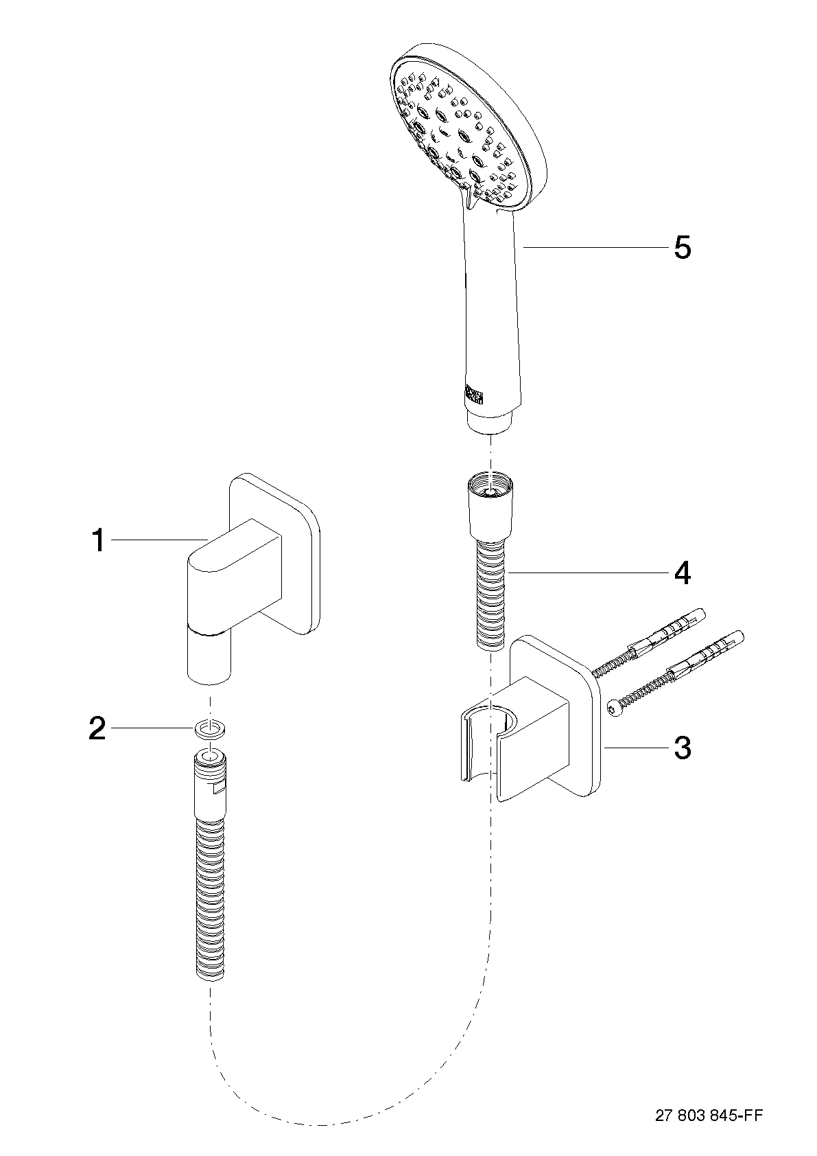 Obrázek DORNBRACHT Sprchová souprava s hadicí LISSÉ s jednotlivými růžicemi - černá matná #27803845-33