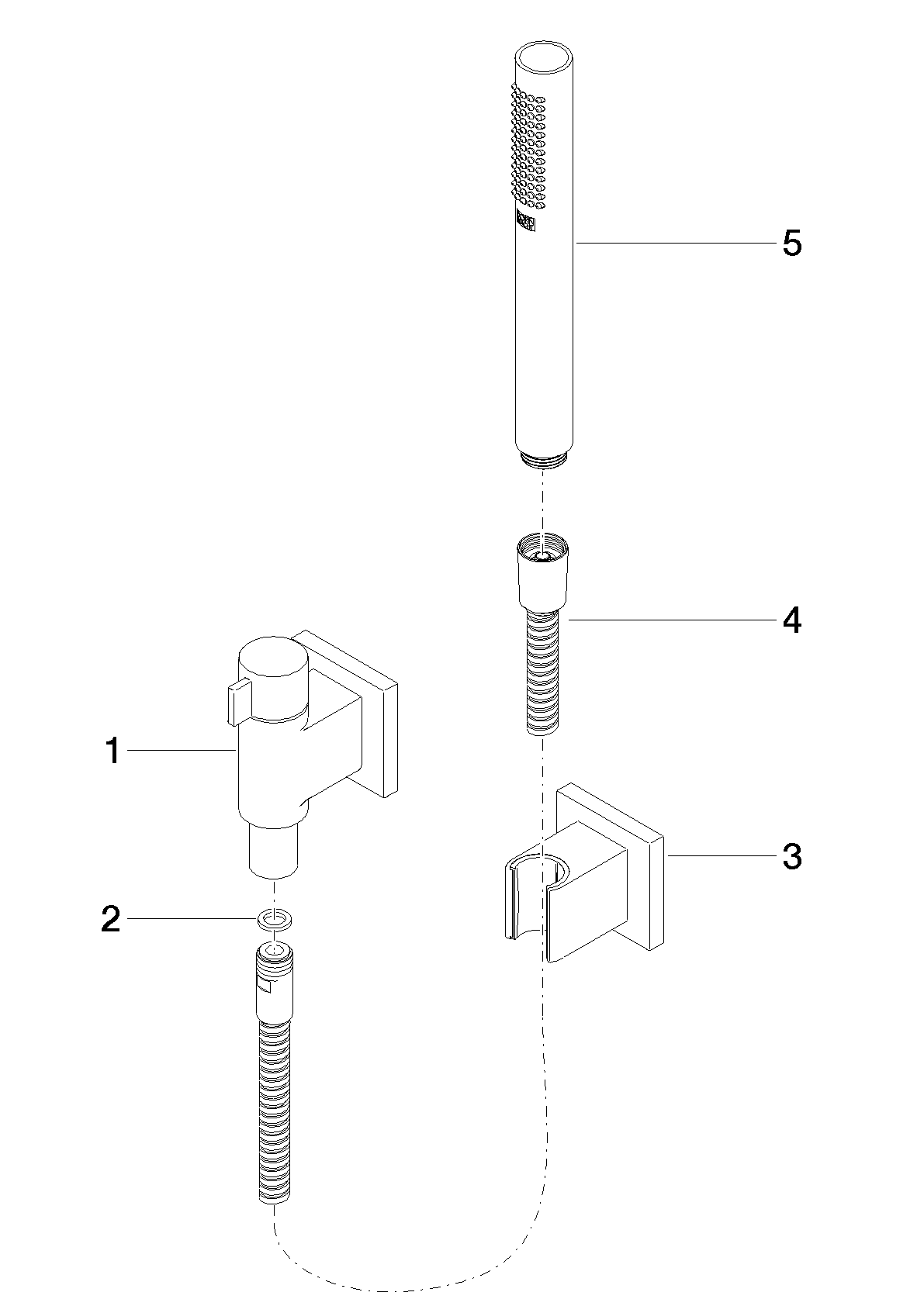 Bild von DORNBRACHT Schlauchbrausegarnitur mit Einzelrosetten mit Mengenregulierung - Platin gebürstet #27809985-06