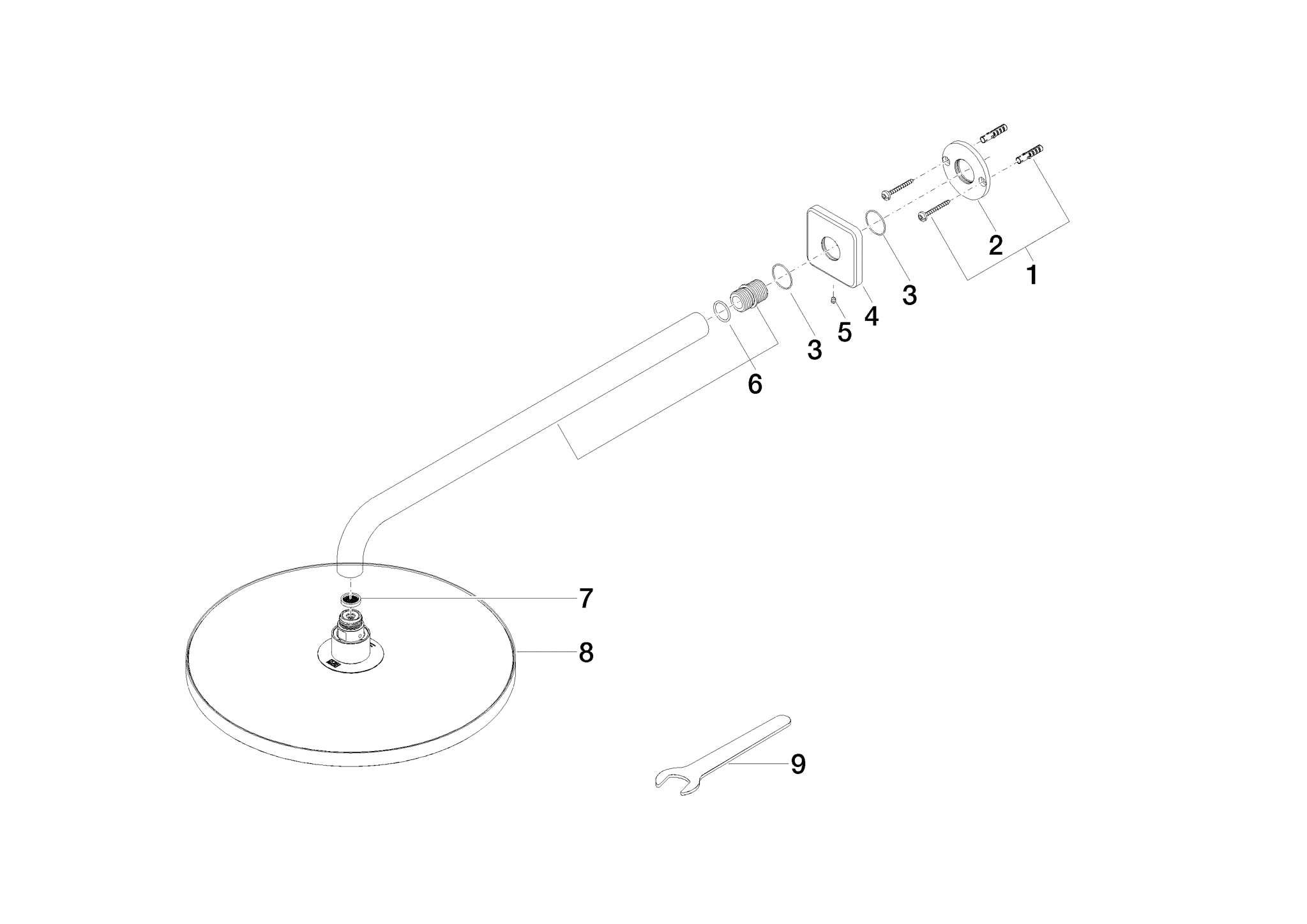 Obrázek DORNBRACHT IMO hlavová sprcha, 300mm, s nástěnným připojením #28679670-00 - chrom