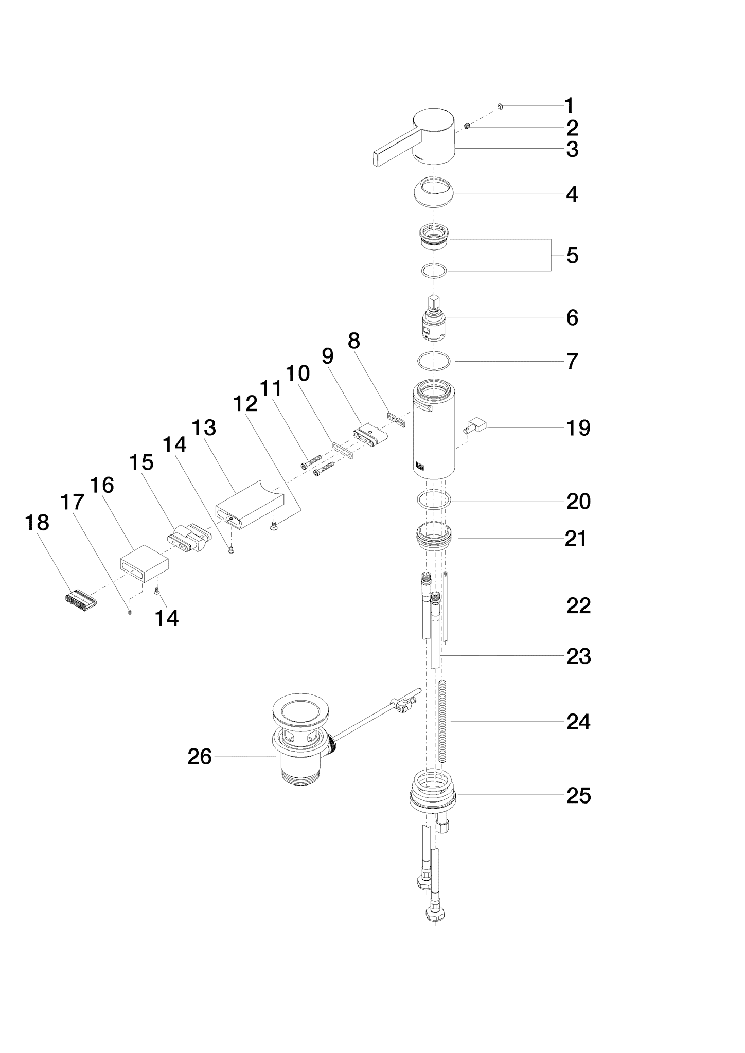 DORNBRACHT Bidet-Einhandbatterie mit Ablaufgarnitur - Chrom gebürstet #33600670-93