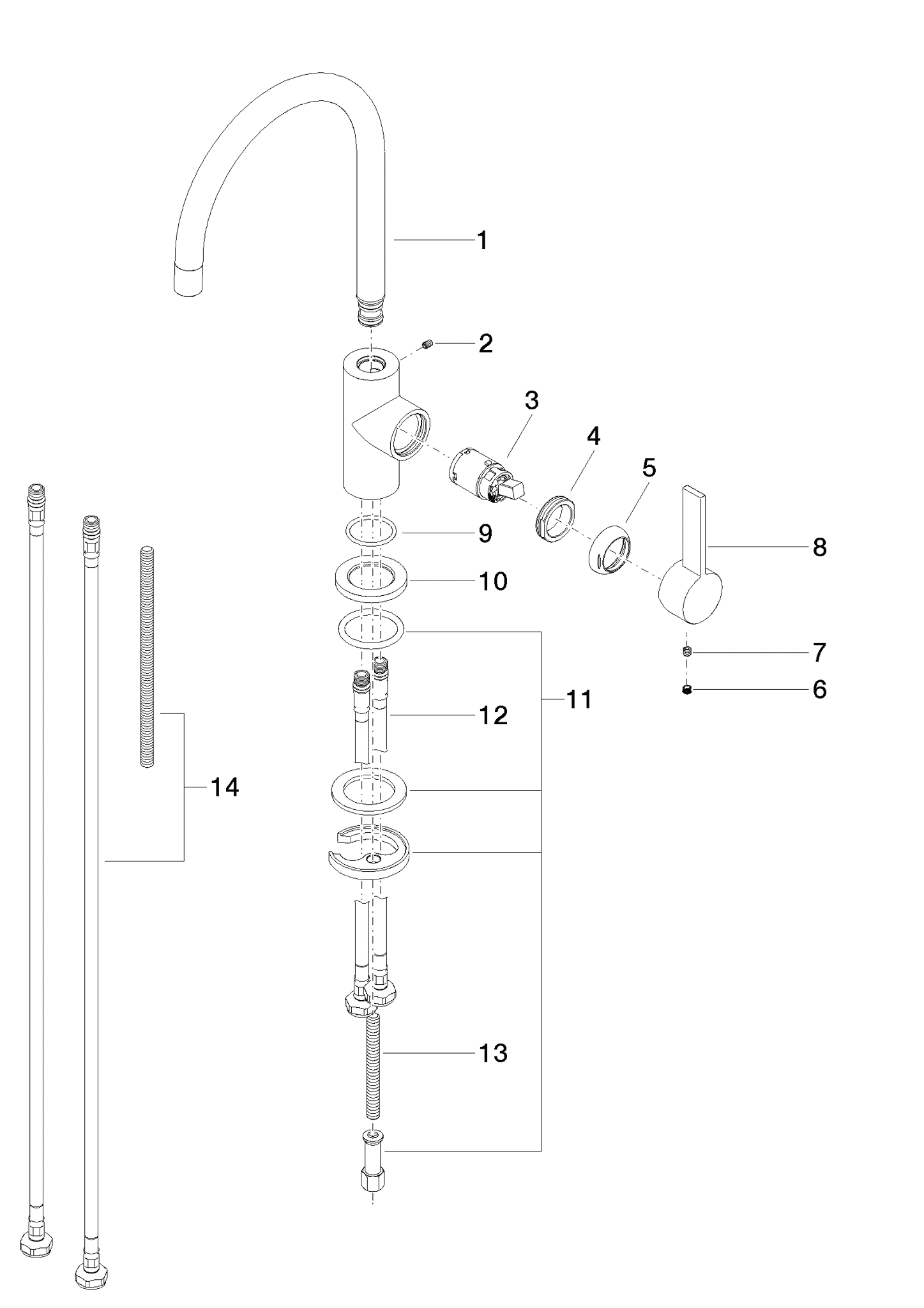 Bild von DORNBRACHT TARA ULTRA BAR TAP Einhebelmischer - Platin gebürstet #33805875-06